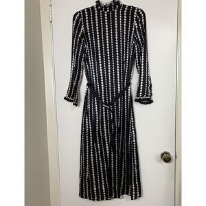 NWOT Kate Spade Pearl drops ruffle high neck long sleeve silk midi belted dress